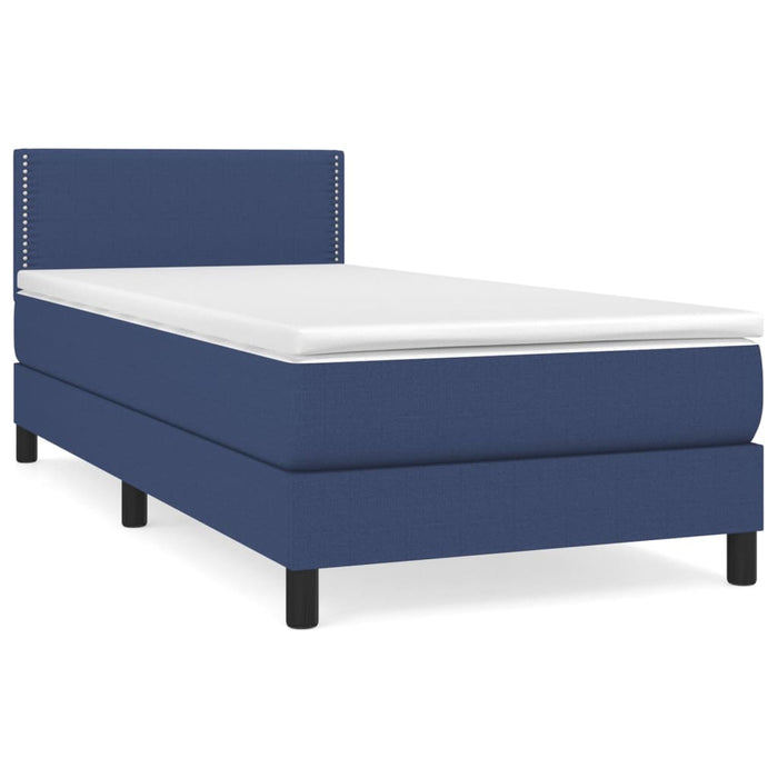 Boxspringbett mit Matratze Blau 90x190 cm Stoff