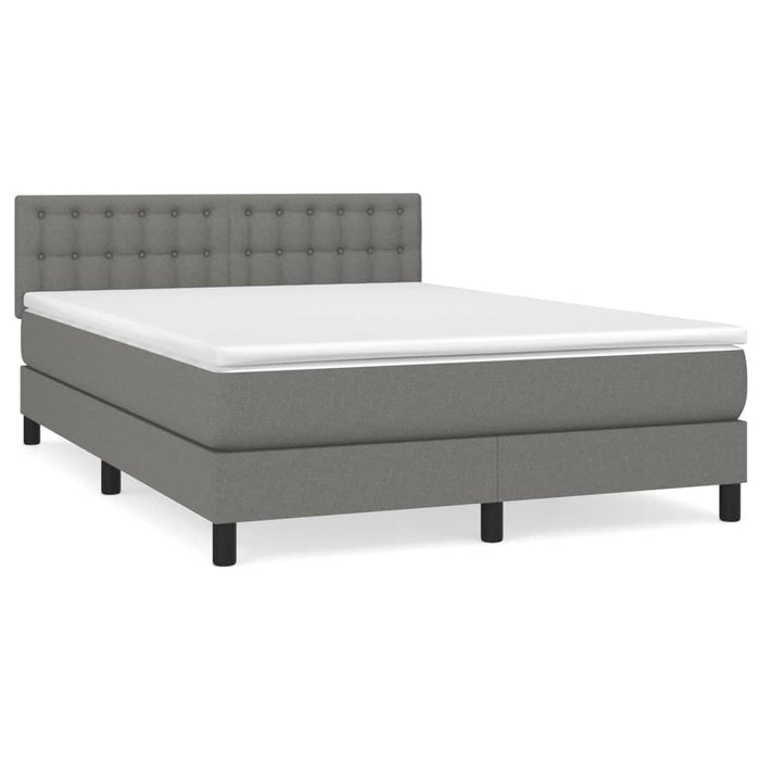 Boxspringbett mit Matratze Dunkelgrau 140x200 cm Stoff