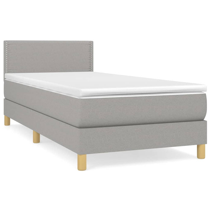 Boxspringbett mit Matratze Hellgrau 90x190 cm Stoff