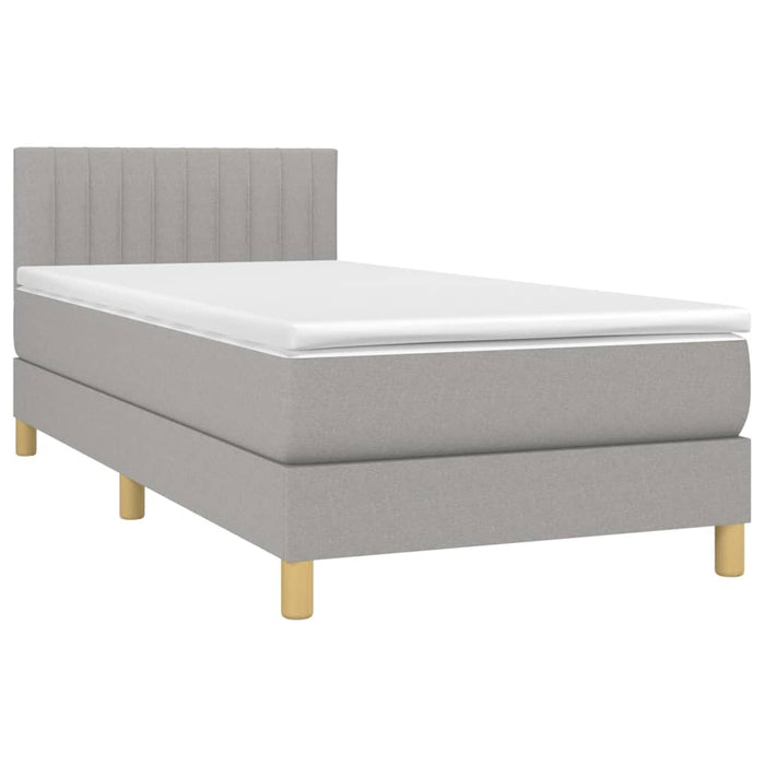 Boxspringbett mit Matratze Hellgrau 100x200 cm Stoff