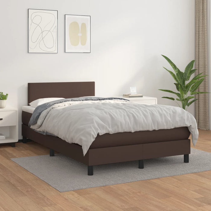 Boxspringbett mit Matratze Braun 120x200 cm Kunstleder