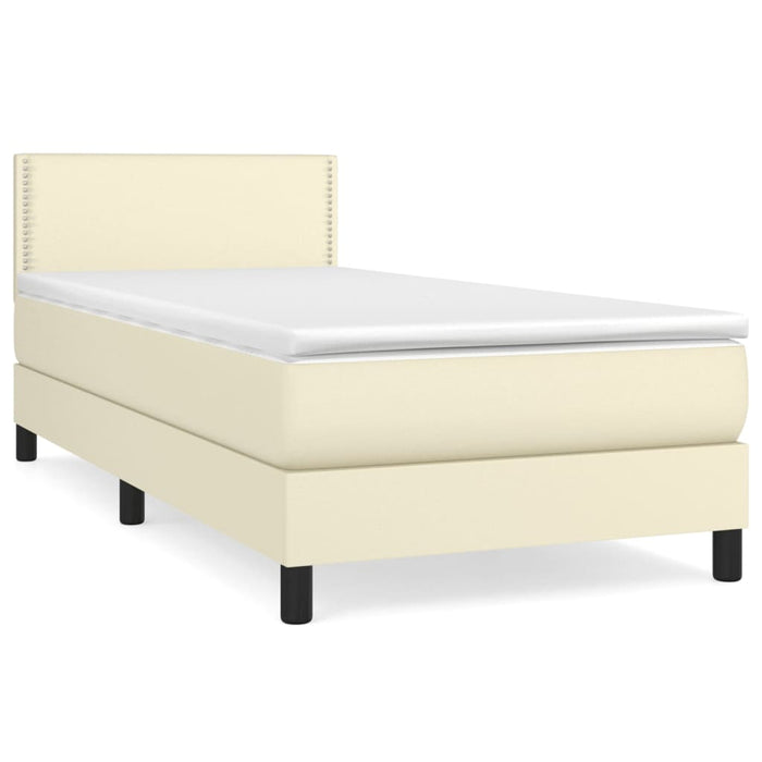 Boxspringbett mit Matratze Creme 80x200 cm Kunstleder