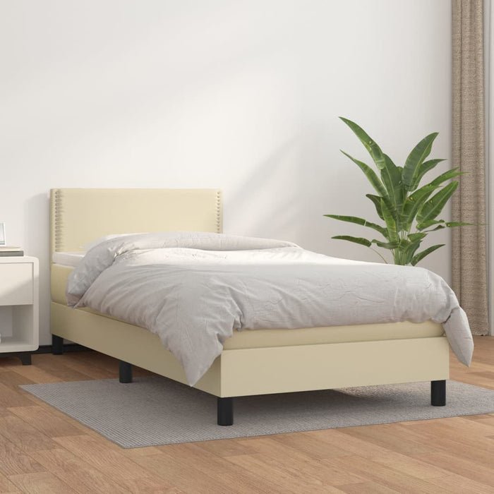 Boxspringbett mit Matratze Creme 80x200 cm Kunstleder