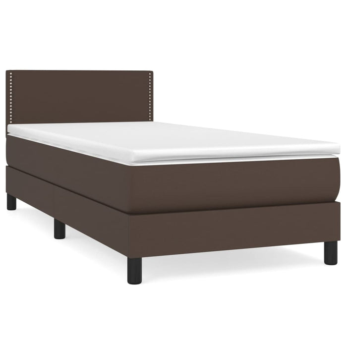 Boxspringbett mit Matratze Braun 80x200 cm Kunstleder