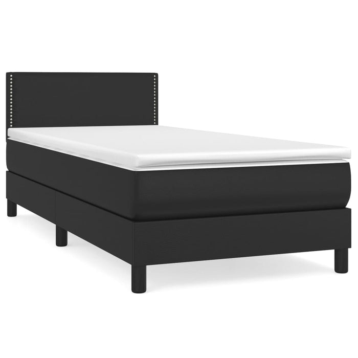 Boxspringbett mit Matratze Schwarz 90x190 cm Kunstleder
