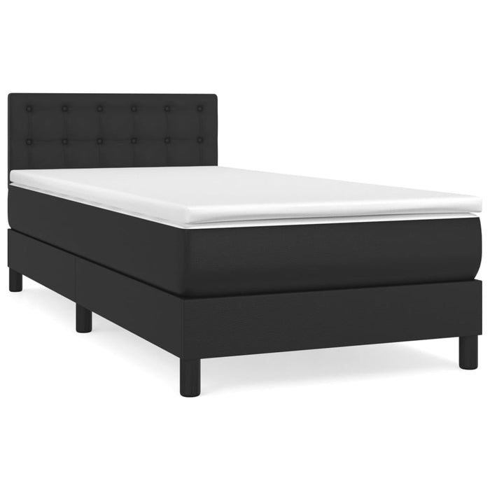 Boxspringbett mit Matratze Schwarz 90x190 cm Kunstleder