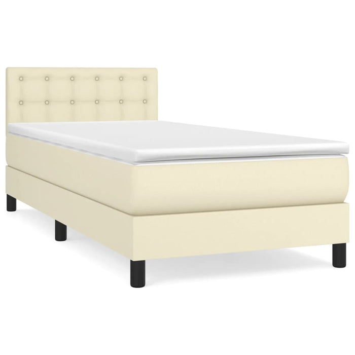 Boxspringbett mit Matratze Creme 90x200 cm Kunstleder