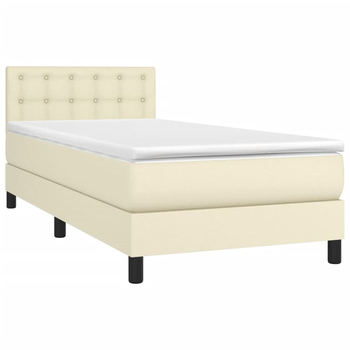 Boxspringbett mit Matratze Creme 90x200 cm Kunstleder