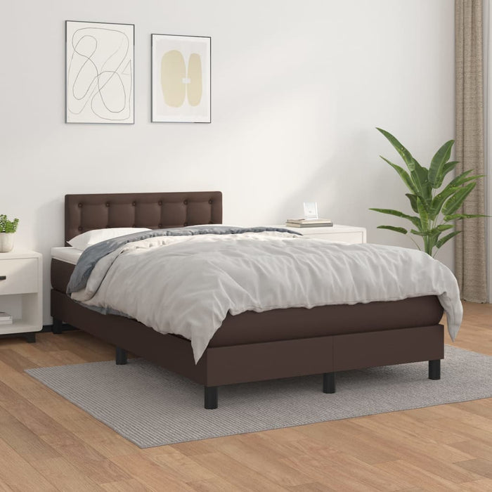 Boxspringbett mit Matratze Braun 120x200 cm Kunstleder