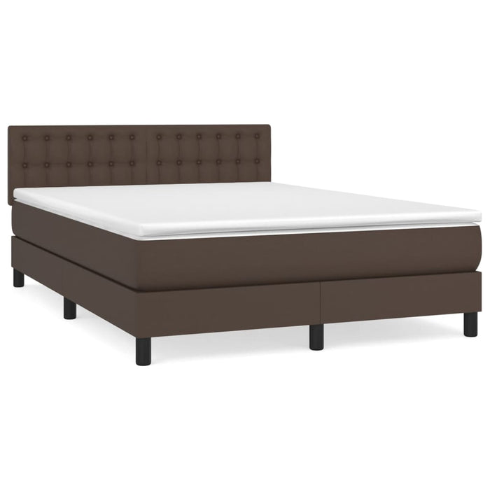 Boxspringbett mit Matratze Braun 140x200 cm Kunstleder