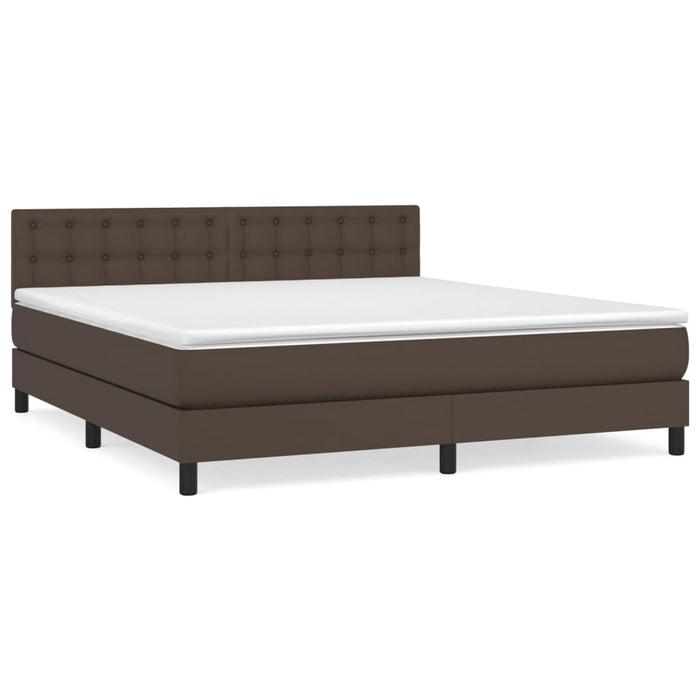 Boxspringbett mit Matratze Braun 160x200 cm Kunstleder