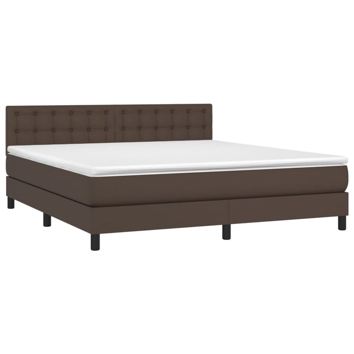 Boxspringbett mit Matratze Braun 160x200 cm Kunstleder