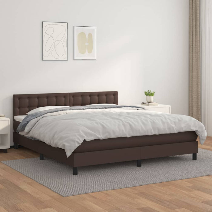 Boxspringbett mit Matratze Braun 160x200 cm Kunstleder