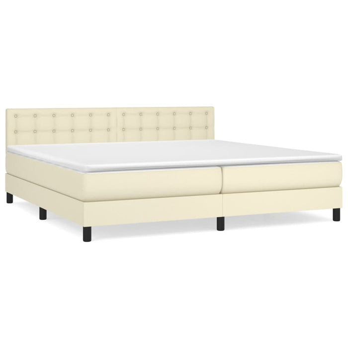 Boxspringbett mit Matratze Creme 200x200 cm Kunstleder