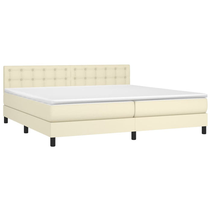 Boxspringbett mit Matratze Creme 200x200 cm Kunstleder