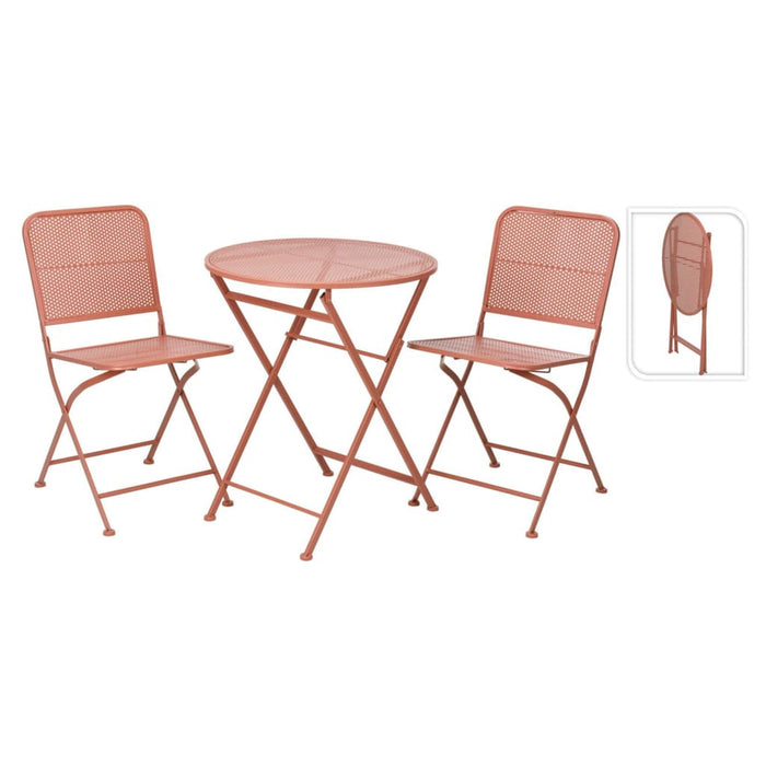 ProGarden 3-tlg. Garten-Bistro-Set Stahl Malvenrosa