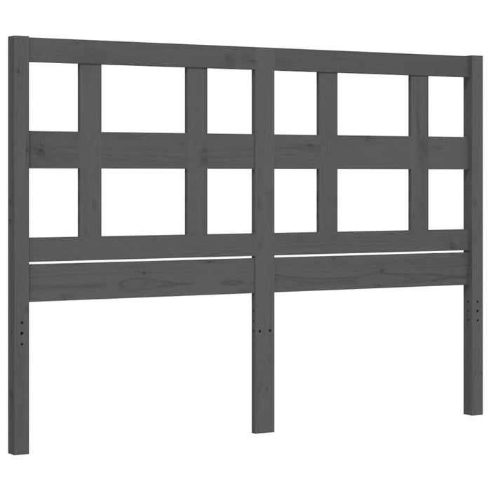 Massivholzbett mit Kopfteil Grau 140x200 cm