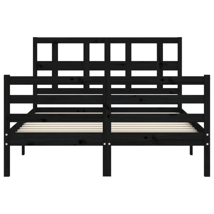 Massivholzbett mit Kopfteil Schwarz 140x200 cm