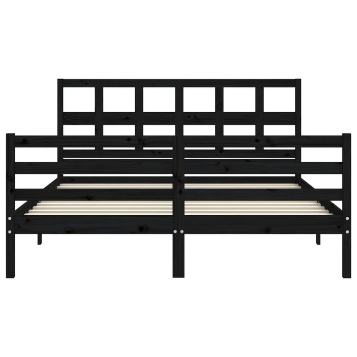 Massivholzbett mit Kopfteil Schwarz