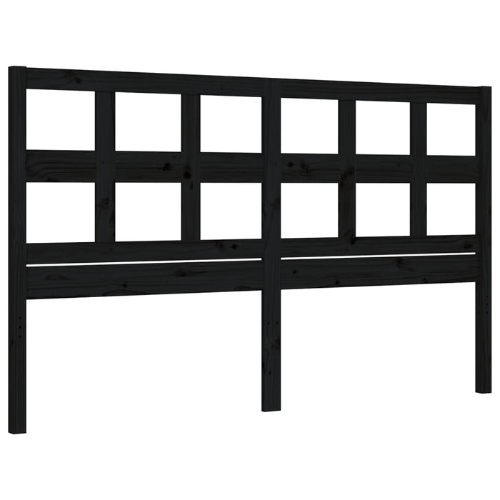 Massivholzbett mit Kopfteil Schwarz