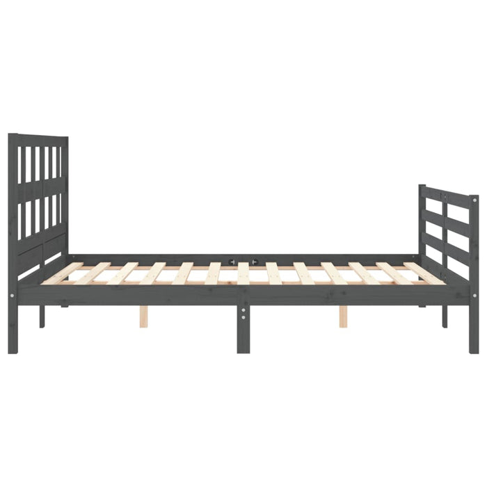 Massivholzbett mit Kopfteil Grau 160x200 cm