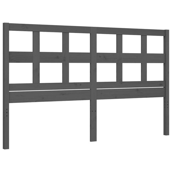 Massivholzbett mit Kopfteil Grau 160x200 cm