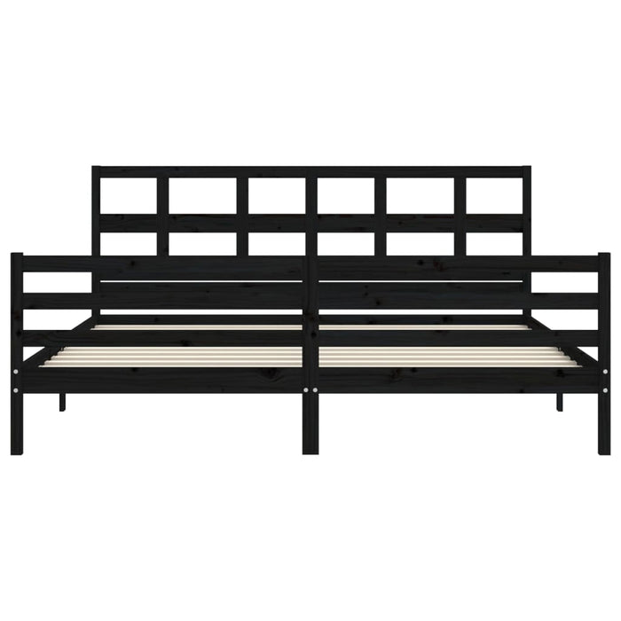 Massivholzbett mit Kopfteil Schwarz 200x200 cm