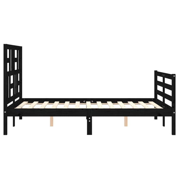 Massivholzbett mit Kopfteil Schwarz