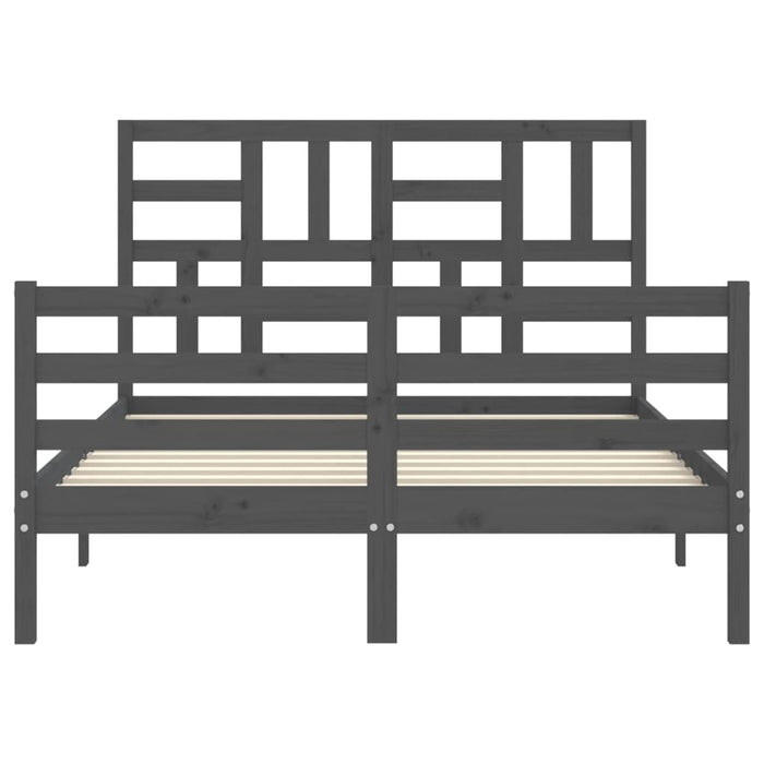 Massivholzbett mit Kopfteil Grau 140x190 cm