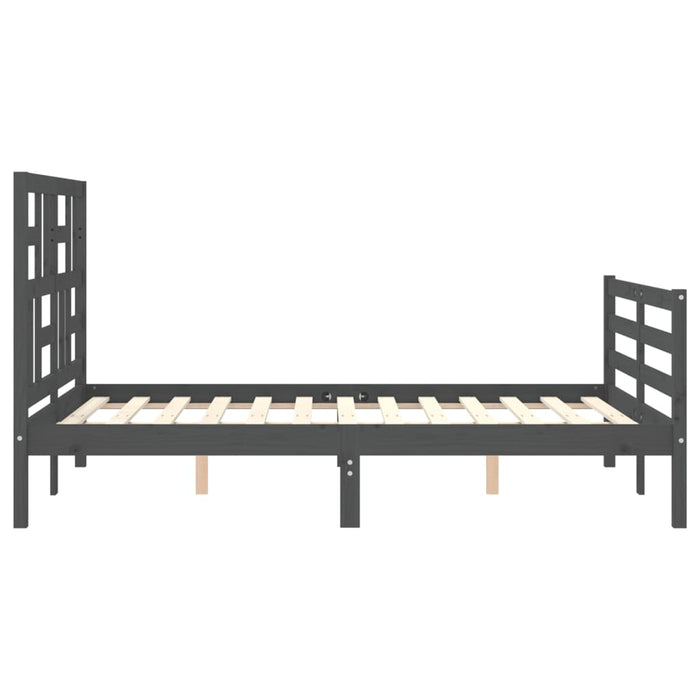 Massivholzbett mit Kopfteil Grau 140x190 cm