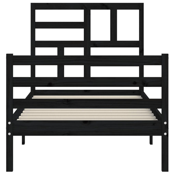 Massivholzbett mit Kopfteil Schwarz 90x200 cm