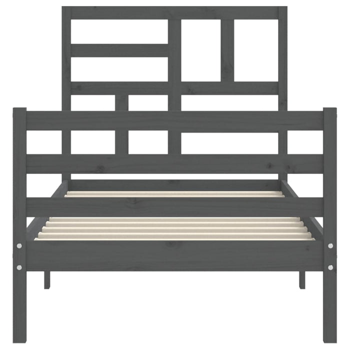 Massivholzbett mit Kopfteil Grau 100x200 cm