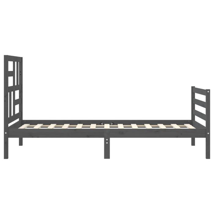 Massivholzbett mit Kopfteil Grau 100x200 cm