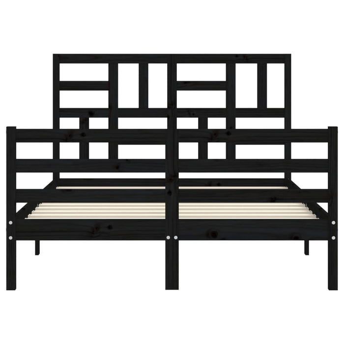 Massivholzbett mit Kopfteil Schwarz 120x200 cm