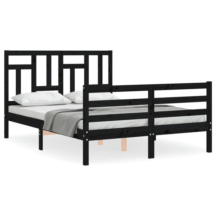 Massivholzbett mit Kopfteil Schwarz