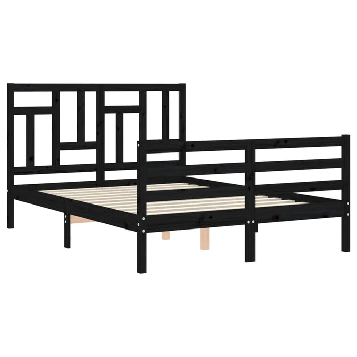 Massivholzbett mit Kopfteil Schwarz