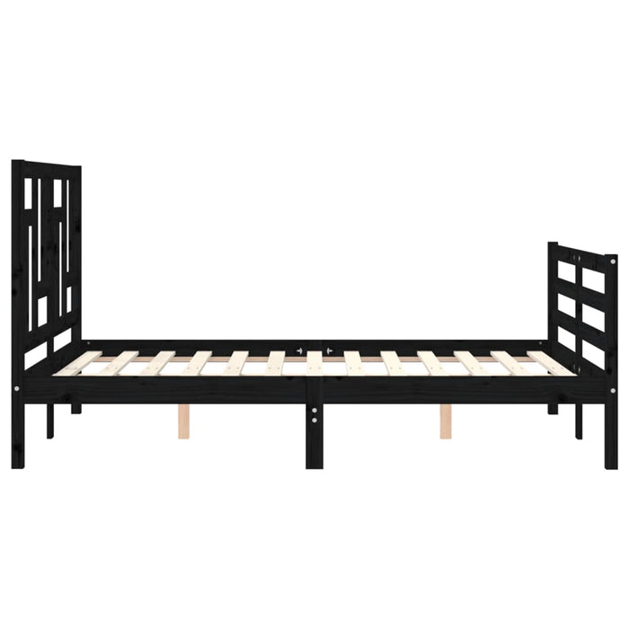 Massivholzbett mit Kopfteil Schwarz