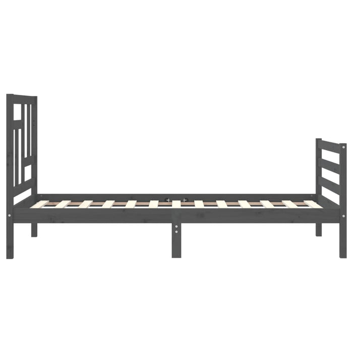 Massivholzbett mit Kopfteil Grau 100x200 cm