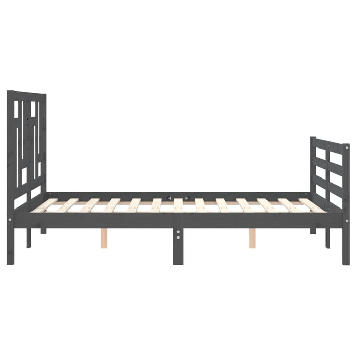 Massivholzbett mit Kopfteil Grau 120x200 cm
