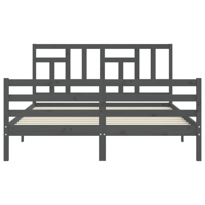 Massivholzbett mit Kopfteil Grau 160x200 cm