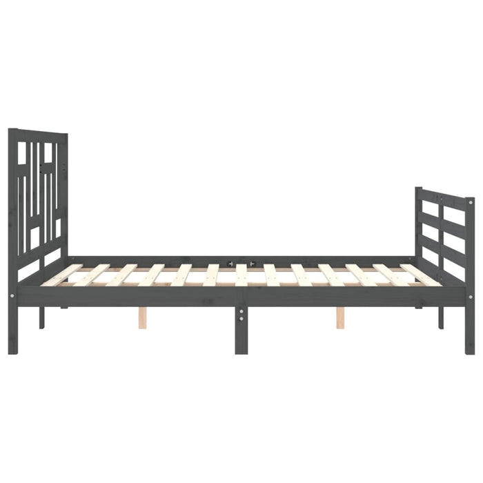 Massivholzbett mit Kopfteil Grau 160x200 cm