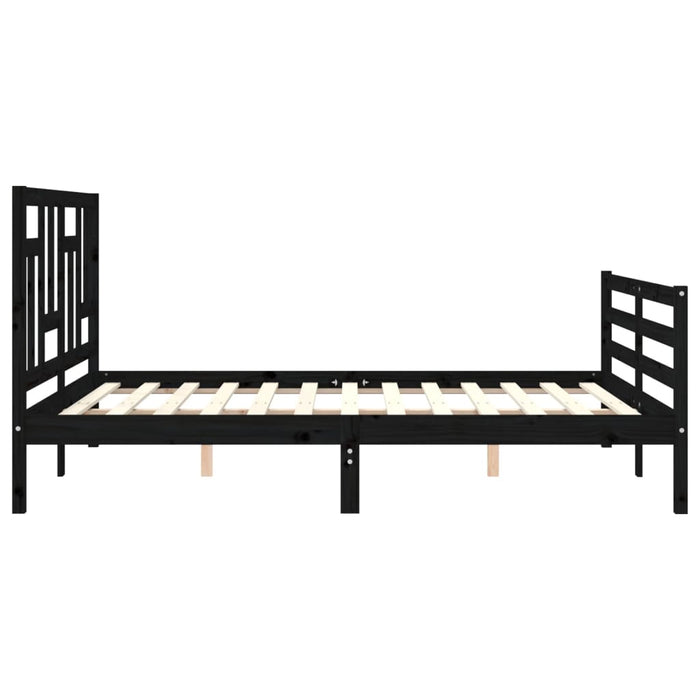 Massivholzbett mit Kopfteil Schwarz 160x200 cm