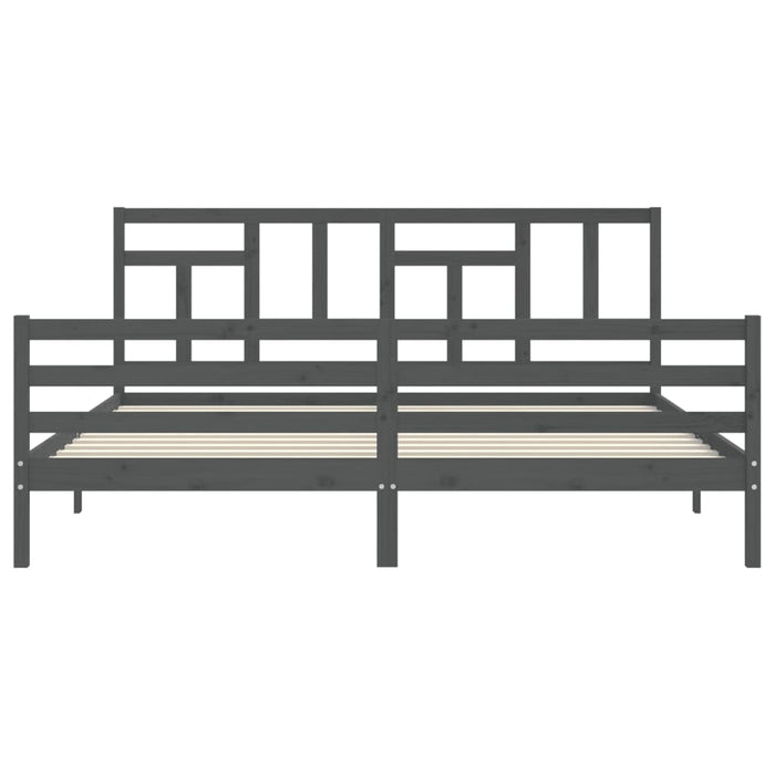 Massivholzbett mit Kopfteil Grau