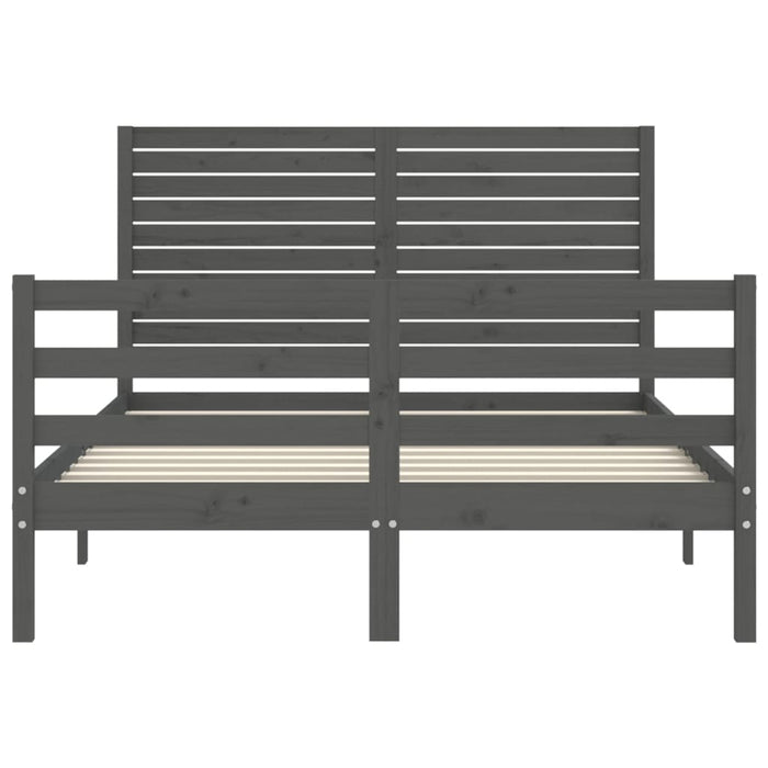 Massivholzbett mit Kopfteil Grau