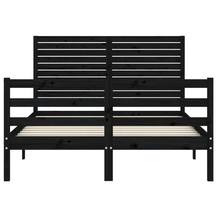 Massivholzbett mit Kopfteil Schwarz
