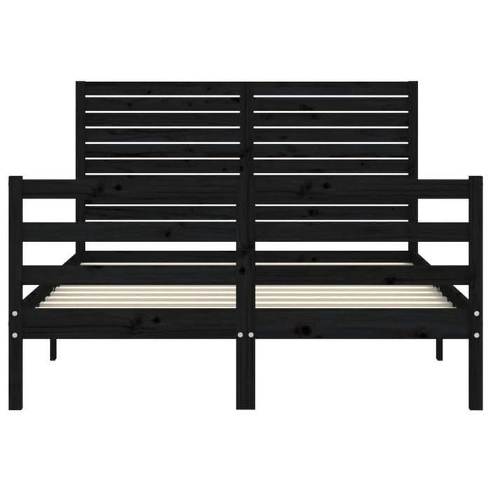 Massivholzbett mit Kopfteil Schwarz 140x190 cm