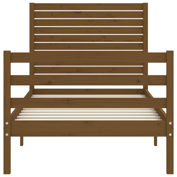 Massivholzbett mit Kopfteil Honigbraun 100x200 cm