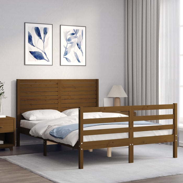 Massivholzbett mit Kopfteil Honigbraun 120x200 cm