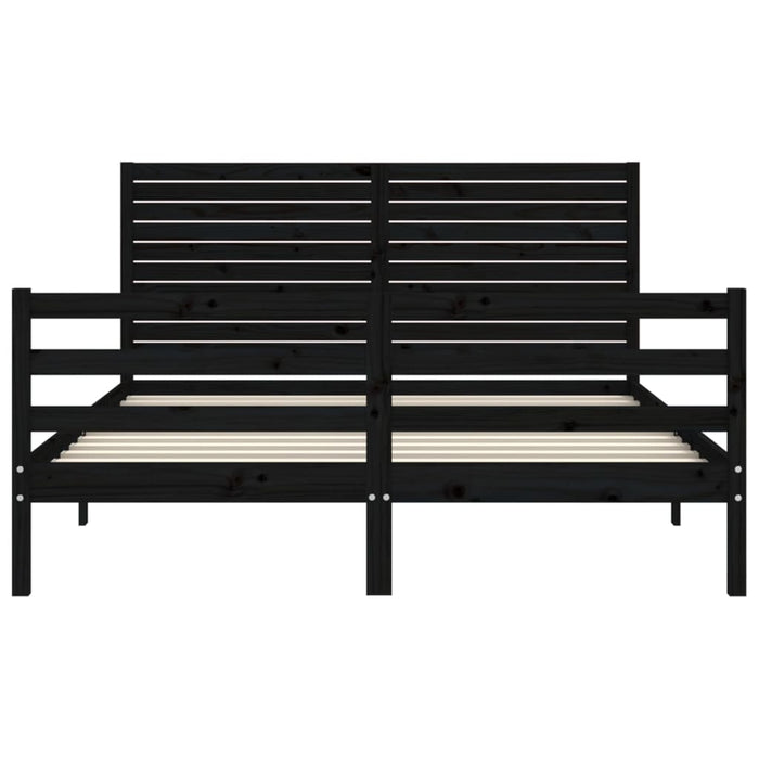 Massivholzbett mit Kopfteil Schwarz 160x200 cm
