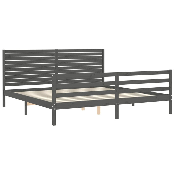 Massivholzbett mit Kopfteil Grau 200x200 cm